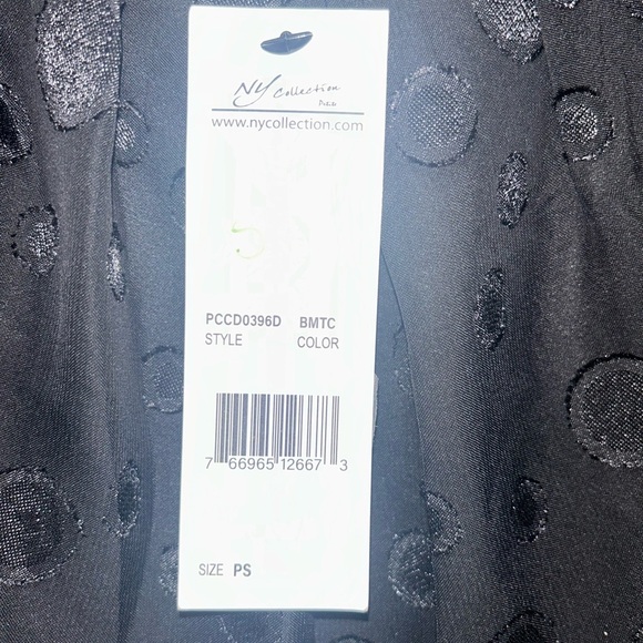 Nwt NY Collection Black Midi Dress with Polka Dots - Picture 3 of 8